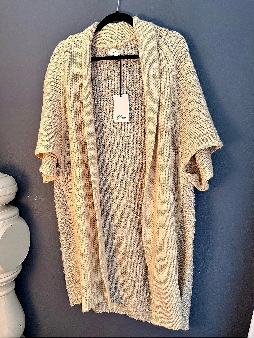 Elan Knit Open-Front Cardigan in Cream NWT